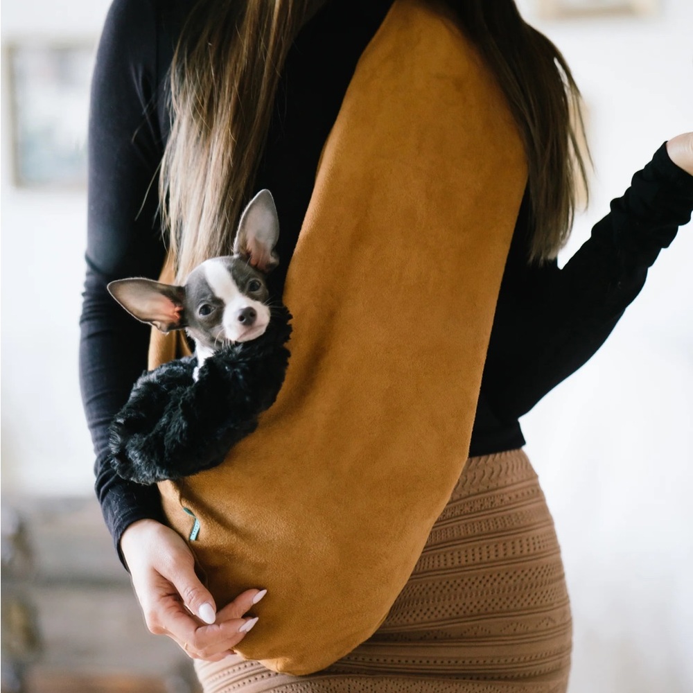 Snuggit vegan suede dog carrier